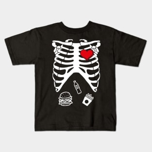 Spooky Skeleton Costume Junk Food Kids T-Shirt